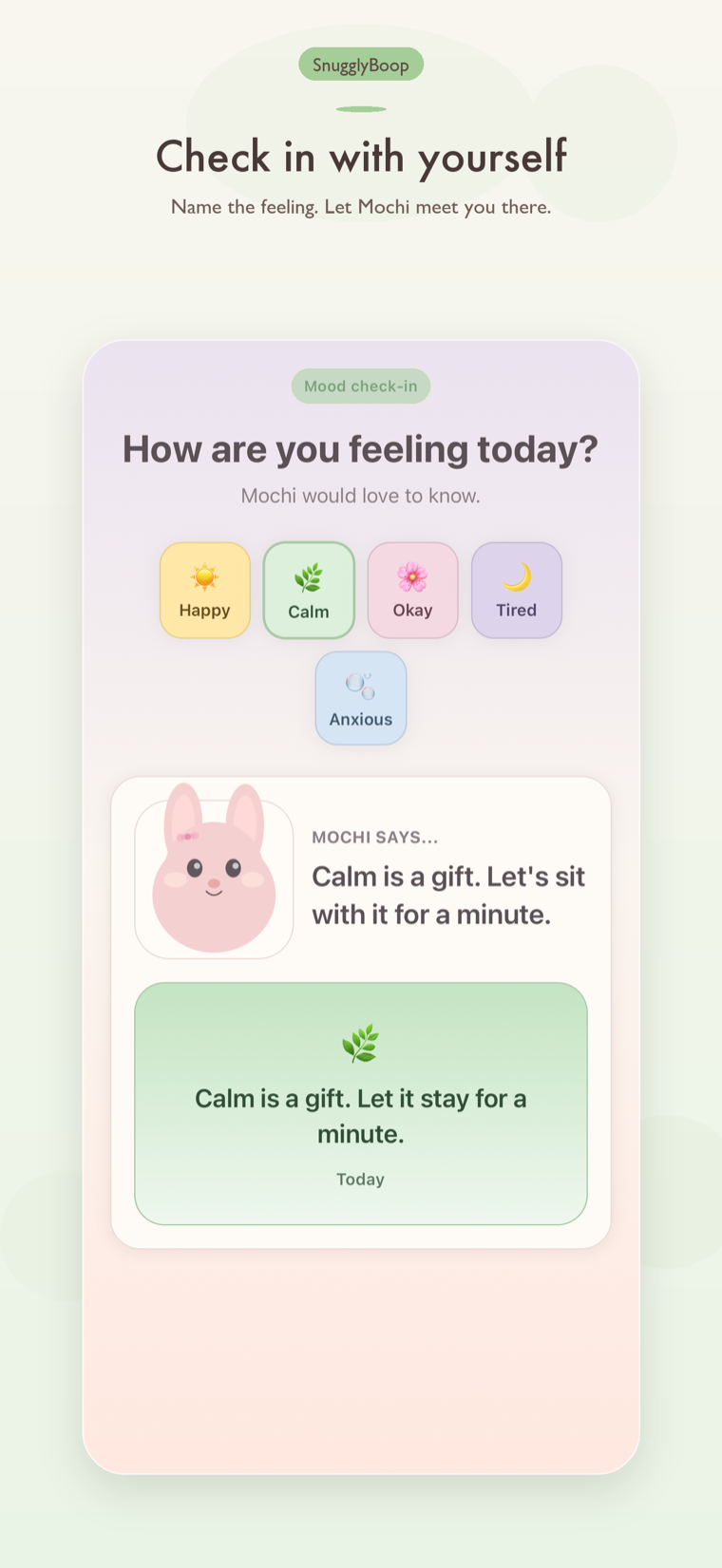 Snugglyboop check-in screen